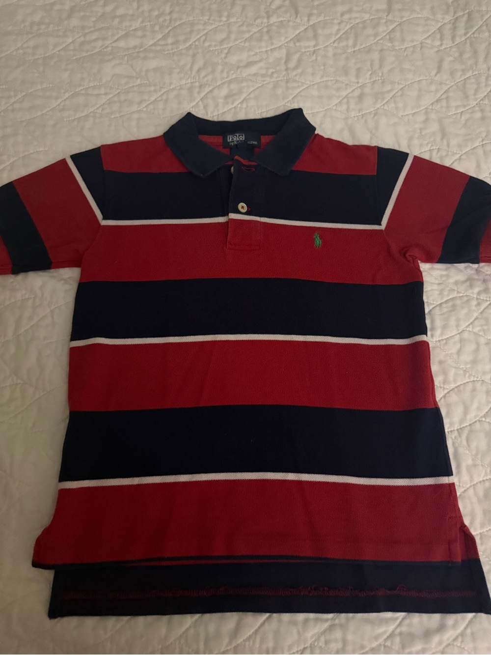 Ralph Lauren Red, Navy & White Striped Polo